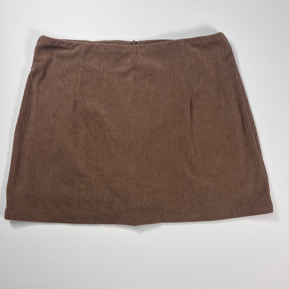 HALARA Pants - Halara Skort Women Large Brown Corduroy Mini Built-in Shorts Back Zip Casual